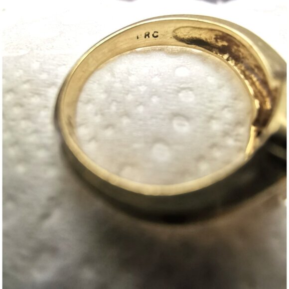 Vintage 10K Yellow Gold Ring w/ Princess Cut Clear Stone – Signed RC Size 4 - Picture 7 of 16